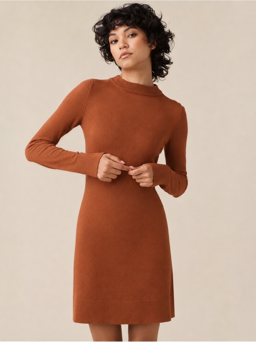 Vetta Long Sleeve Knit dress size Medium Rust Burnt Orange
